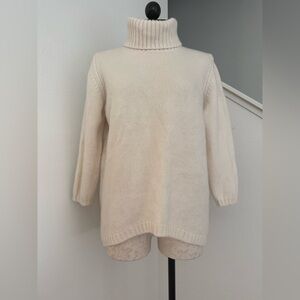 Hania New York | Women’s Tatiana Hi-Lo Sweater Cream Natural 100% Cashmere Knit